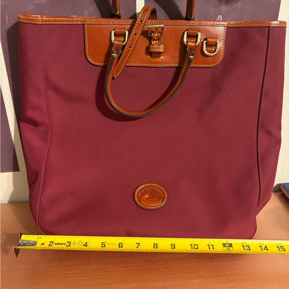 Dooney & Bourke Wine Red Tote with Tan Accents